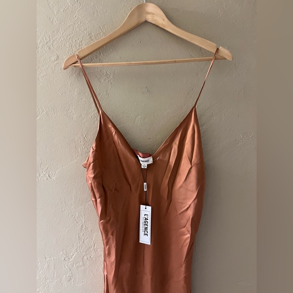 NWT L'AGENCE Jodie Silk Slip Dress In Dusty Rose Size 10 - Picture 3 of 11